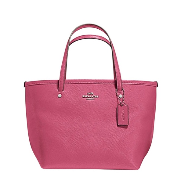 Coach Leather Crossgrain Mini Street Tote in Silver Sunset Red (Pink) - Picture 16 of 16
